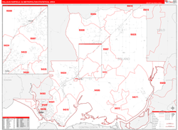 Vallejo-Fairfield Metro Area Wall Map Red Line Style 2024